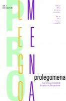 New Issue of Prolegomena – Journal of...